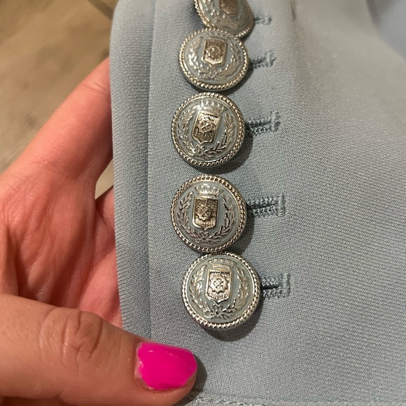 Elie Tahari Light Blue V-Neck Button Jacket - Picture 2 of 5